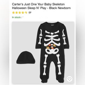 Newborn Halloween skeleton sleeper with hat